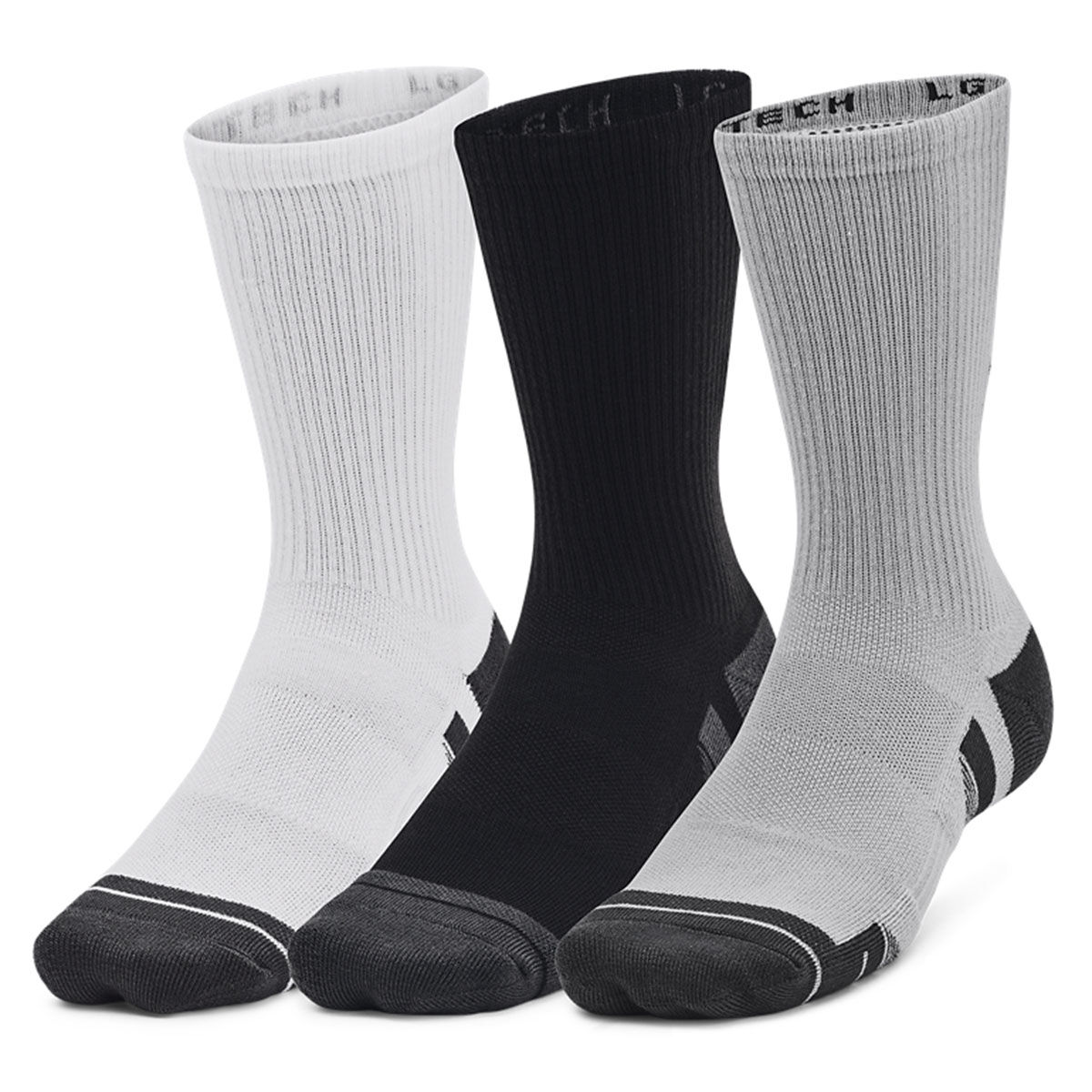 Under Armour Men’s Tech 3 Pair Pack Golf Socks, Mens, Mod gray/white, Medium/large | American Golf