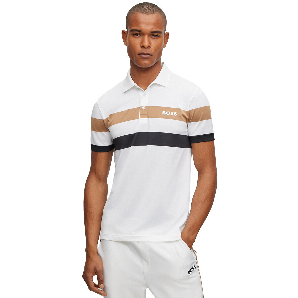 Hugo Boss Men’s Patteo 9 Golf Polo Shirt, Mens, White, Medium | American Golf