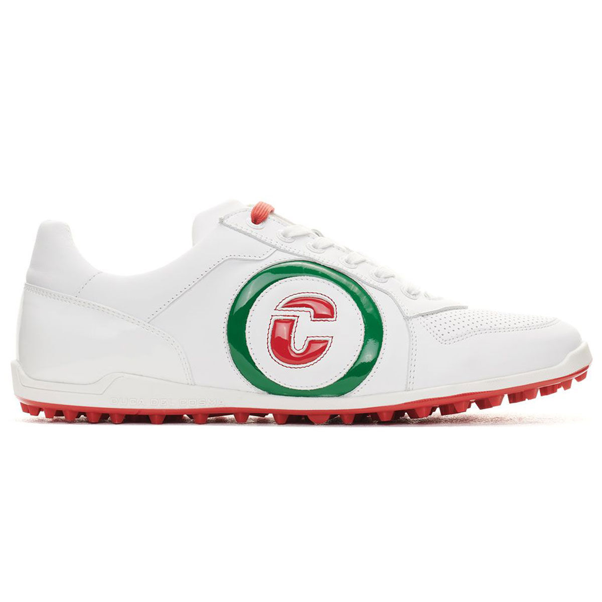 Duca Del Cosma Men’s Kuba 2.0 Waterproof Spikeless Golf Shoes, Mens, White/green/red, 10 | American Golf