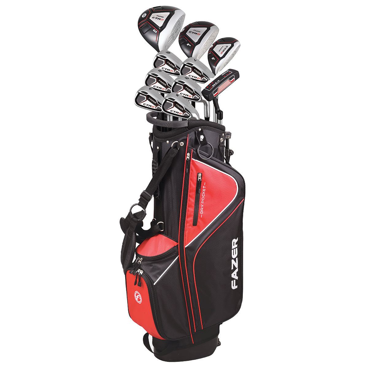 Fazer Mens Black and Red Stylish CTR21 Right Hand Golf Package Set | American Golf, One Size