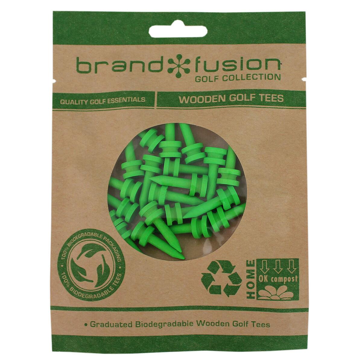 Brand Fusion Graduated Biodegradable Wooden Golf Tees, Mens, Lime/green, 27mm | American Golf