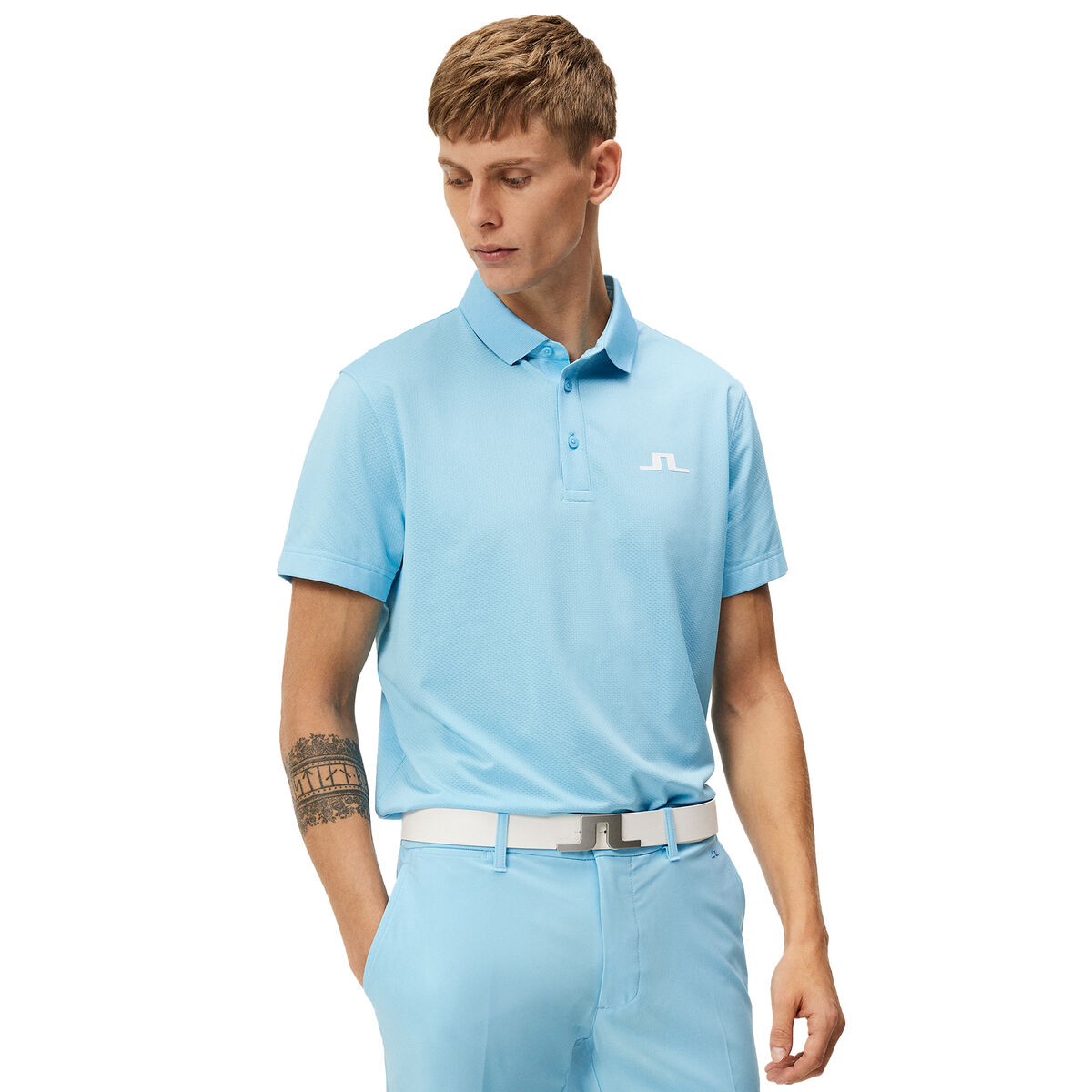 J.Lindeberg Men’s Bridge Golf Polo Shirt, Mens, Baltic sea, Large | American Golf