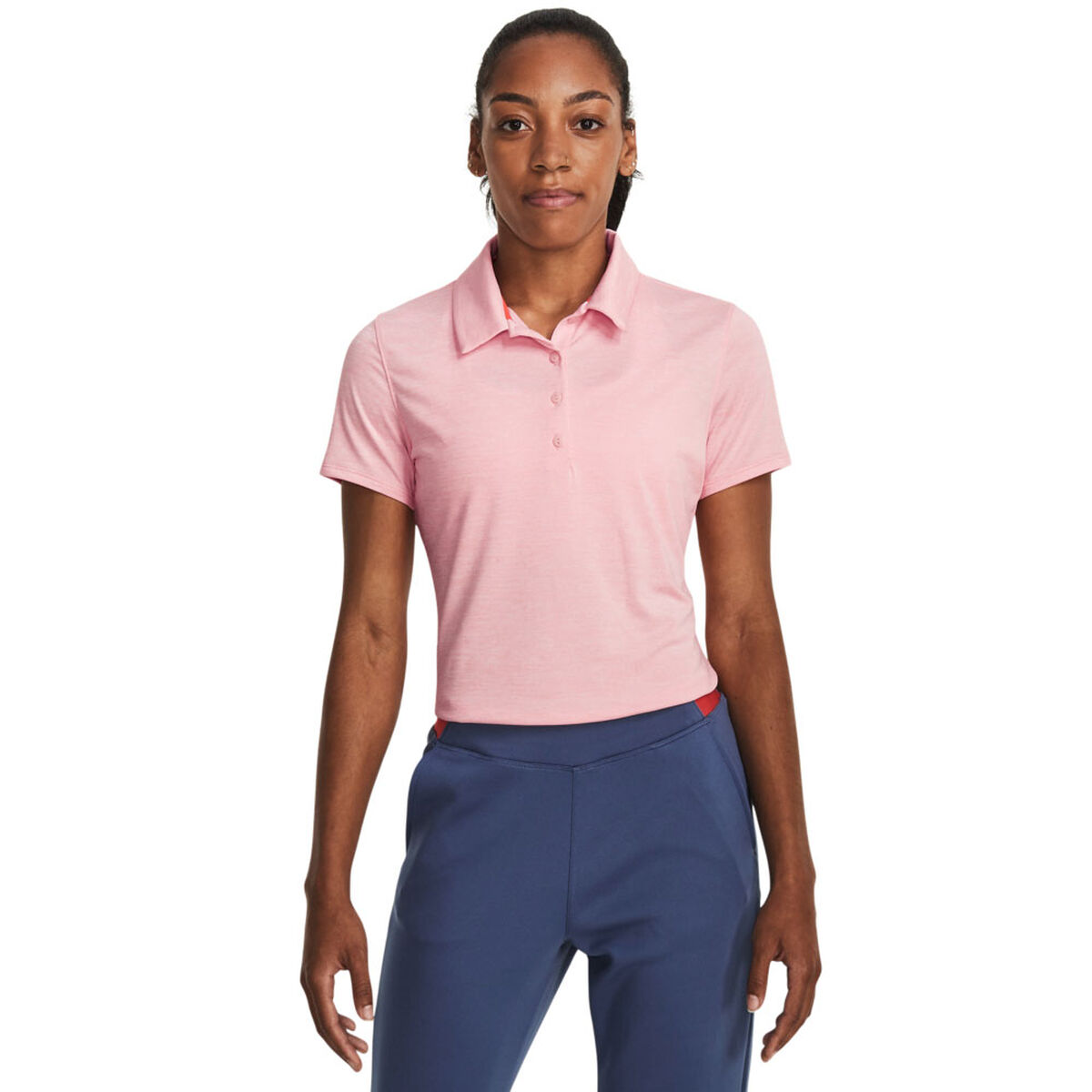 Under Armour Womens Playoff Golf Polo Shirt, Female, Pink fizz/venom red/met silver, Small | American Golf