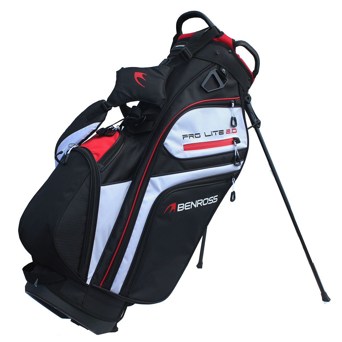 Benross Pro-Lite 2.0 Golf Stand Bag, Black/white/red, One Size | American Golf