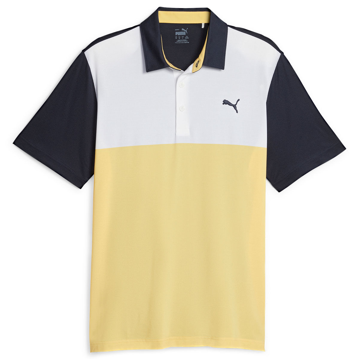 PUMA Men’s CLOUDSPUN Colourblock Golf Polo Shirt, Mens, Navy blazer/flaxen, Small | American Golf