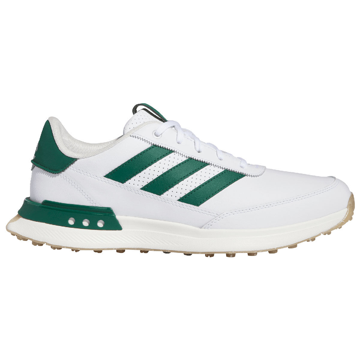 adidas S2G Leather 24 Waterproof Spikeless Golf Shoes, Mens, White/collegiate green/gum4, 10 | American Golf