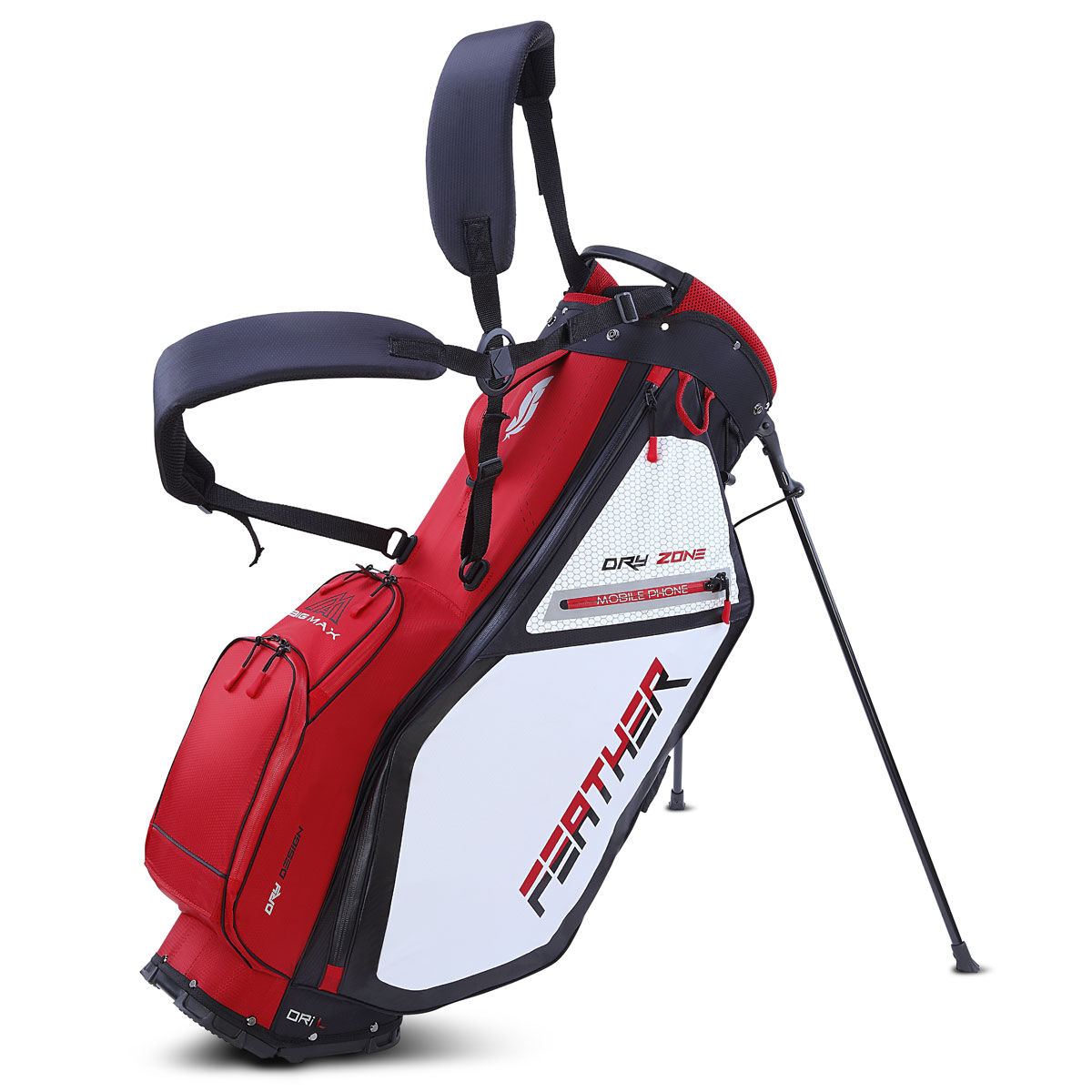 BIG MAX Dri Lite Feather Lightweight Golf Stand Bag, Red/black/white | American Golf
