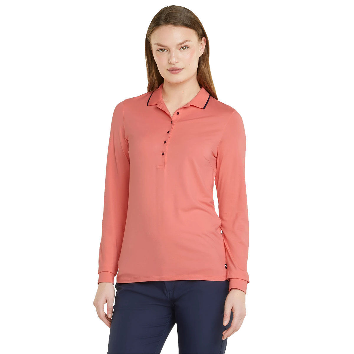 PUMA Womens CLOUDSPUN Long Sleeve Stretch Golf Polo Shirt, Female, Carnation pink, Small | American Golf