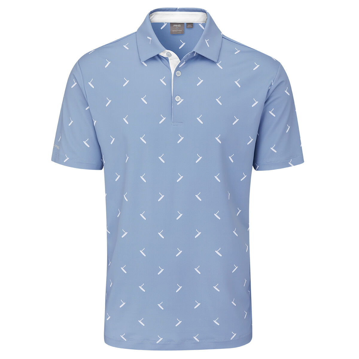 PING Men’s Gold Golf Putter Print Golf Polo Shirt, Mens, Spring blue/multi, Large | American Golf