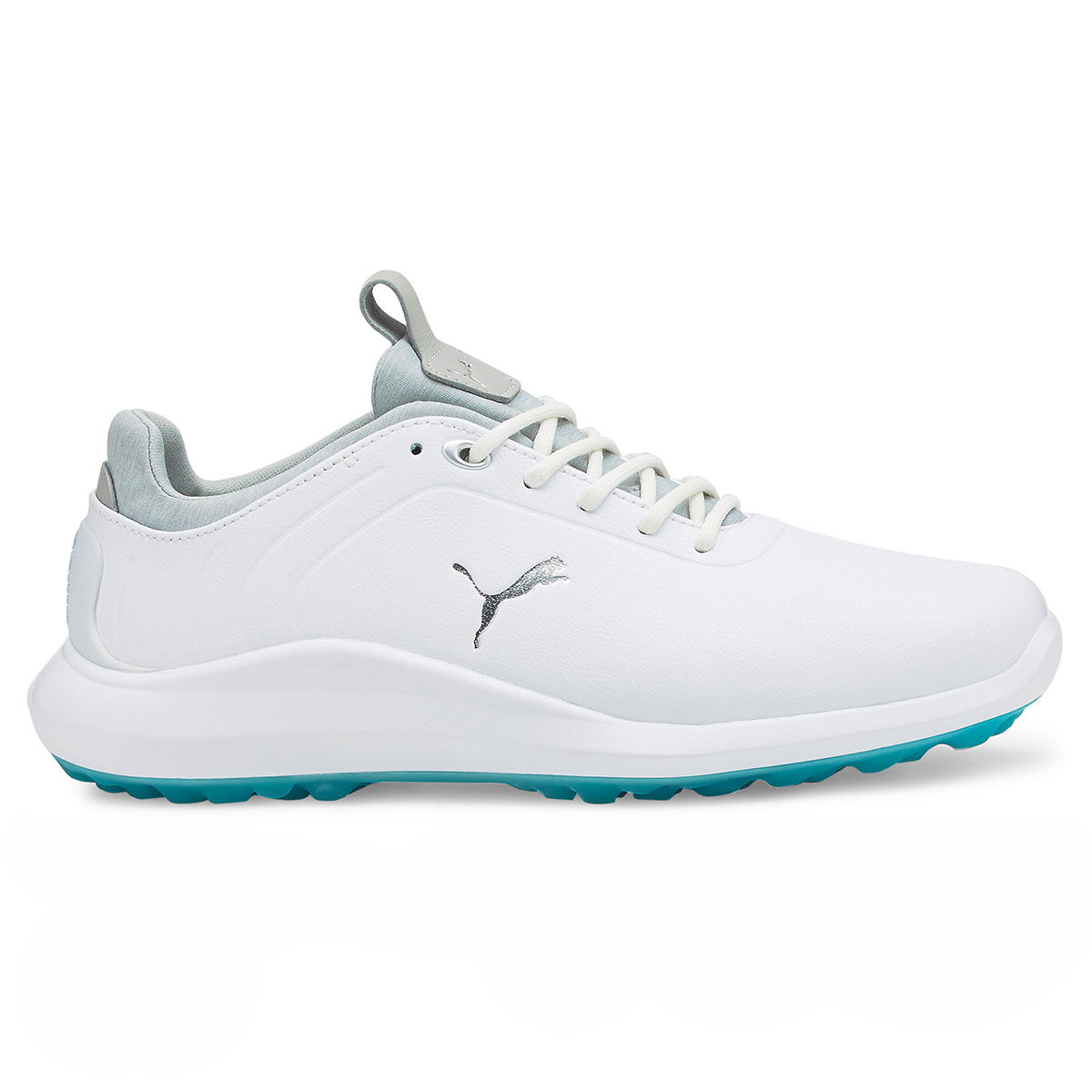 PUMA Womens IGNITE Pro Waterproof Spikeless Golf Shoes, Female, White/silver/blue, 7 | American Golf