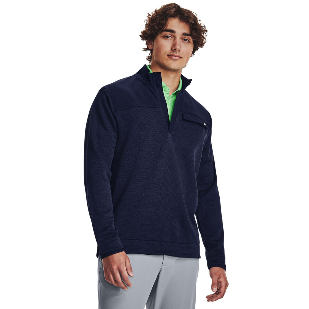 Under Armour Men’s Storm SweaterFleece Half Zip Mid Layer, Mens, Midnight navy/white, Medium | American Golf