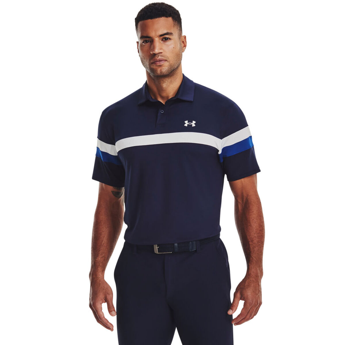 Under Armour Men’s T2G Blocked Golf Polo Shirt, Mens, Navy/blue/white, Small | American Golf