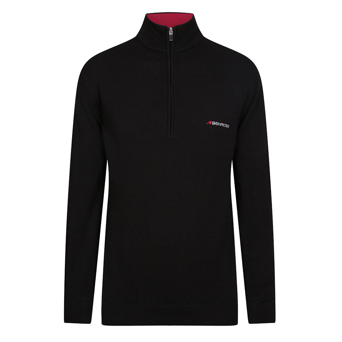 Benross Mens Black Embroidered Knitted 1/2 Zip Golf Midlayer, Size: Small | American Golf