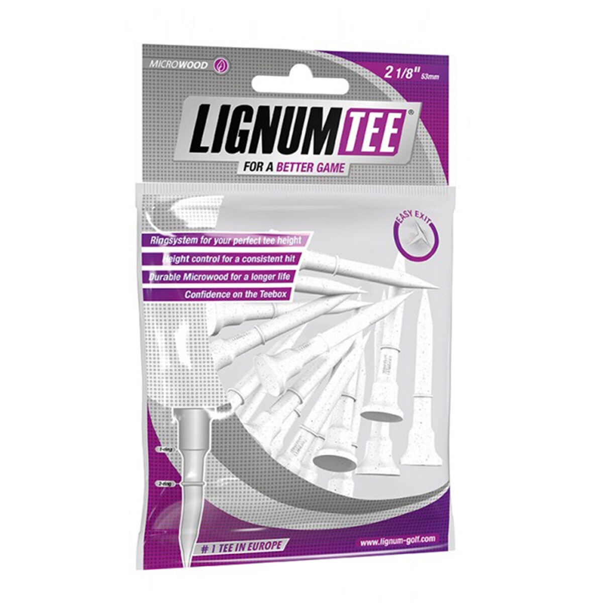 Lignum White Composite Wooden Tees 16 Pack, Size: 53mm | American Golf