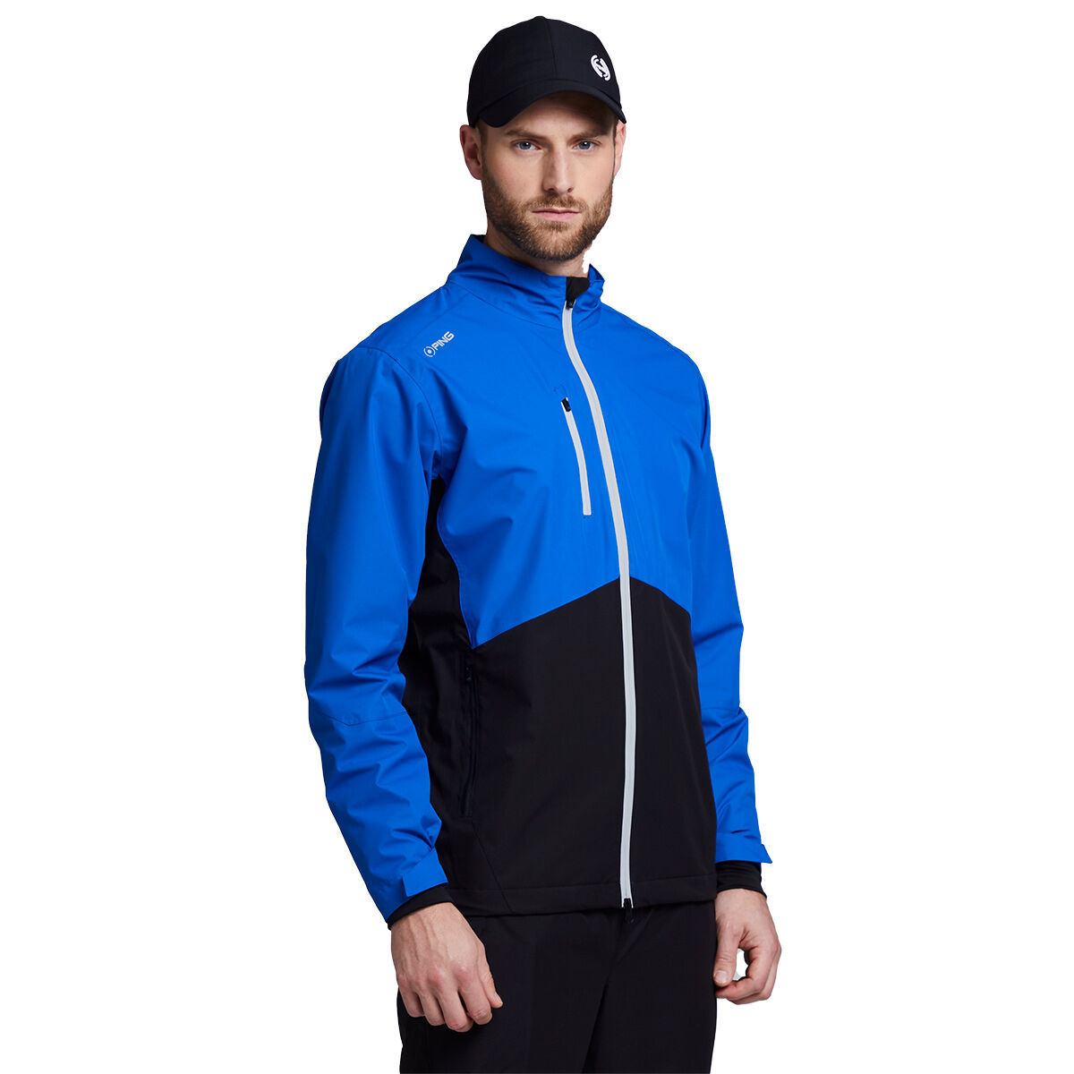PING Men’s Sensordry S2 Pro Full Zip Waterproof Golf Jacket, Mens, Blue/black, Small | American Golf