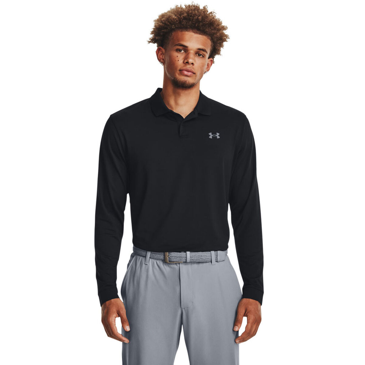 Under Armour Men’s Black and Grey Performance 3.0 Long Sleeve Golf Polo Shirt, Size: Medium | American Golf