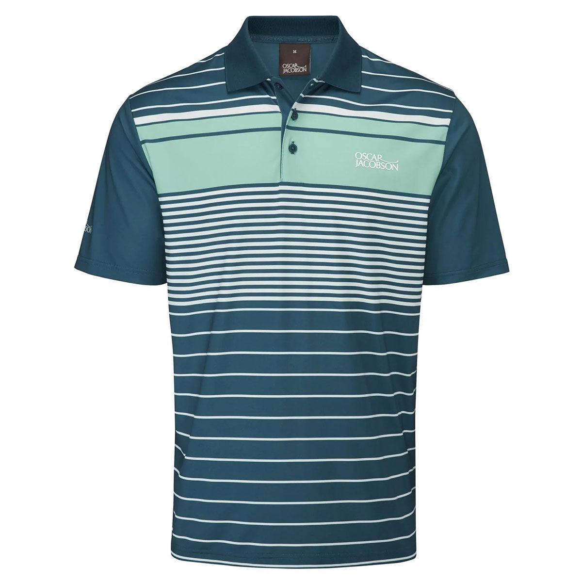 Oscar Jacobson Men’s Croft Stretch Golf Polo Shirt, Mens, Aqua/white, Small | American Golf