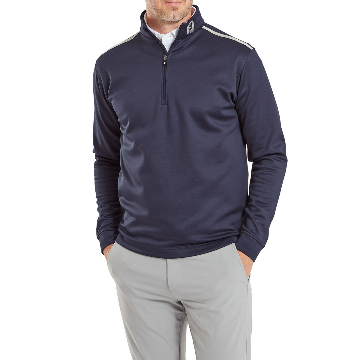 FootJoy Men’s Solid Chill-Out Half Zip Golf Mid Layer, Mens, Navy blue, Small | American Golf