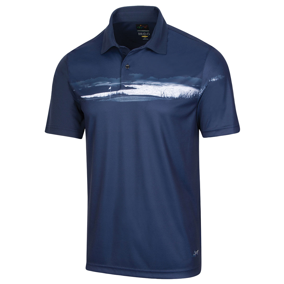 Greg Norman Men’s Lab Tee Time Golf Polo Shirt, Mens, Navy blue, Small | American Golf