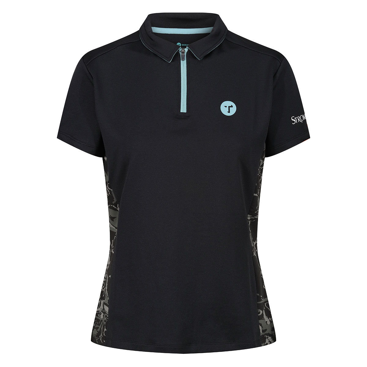 Ocean Tee Women’s Black and Grey Stylish Stromberg Print Golf Polo Shirt, Size: XS | American Golf