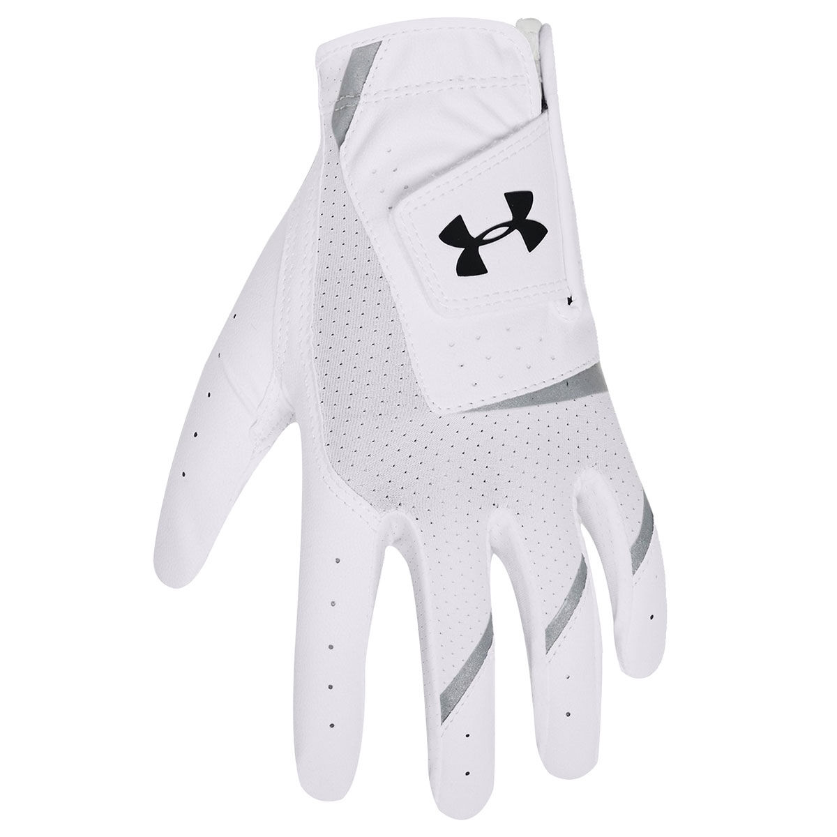 Under Armour White, Silver and Black Comfortable Junior Iso-Chill Left Hand Golf Glove, Size: Small | American Golf