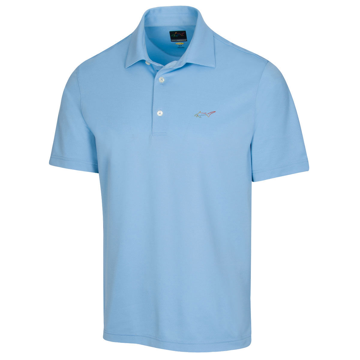 Greg Norman Men’s Shark Logo Golf Polo Shirt, Mens, Coastal blue, Large | American Golf
