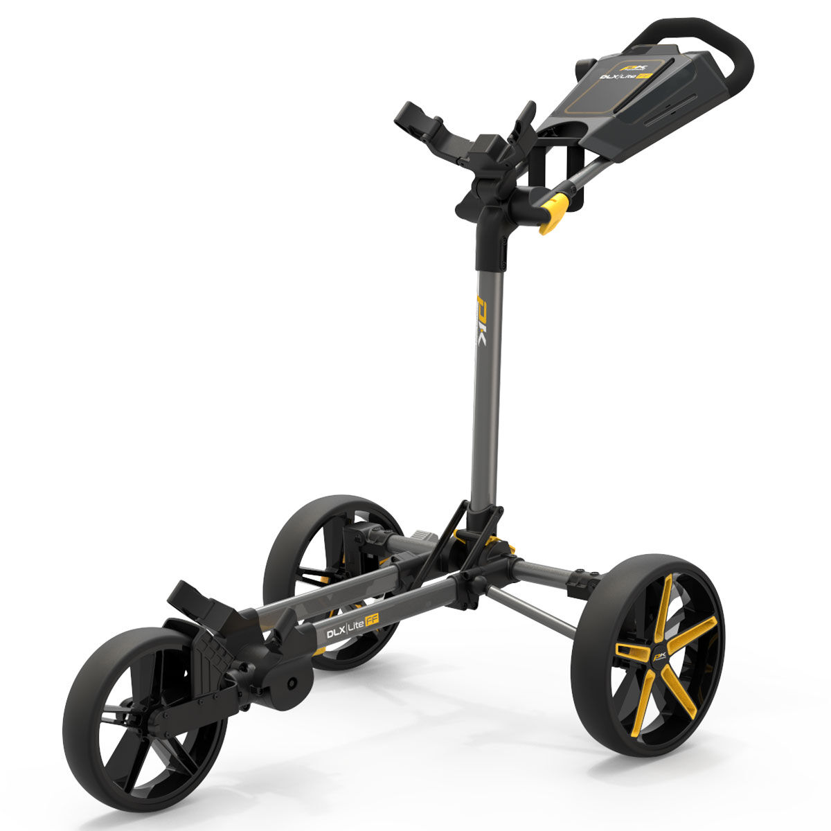 PowaKaddy DLX-Lite FF Push Cart, Mens, Gunmetal/yellow | American Golf