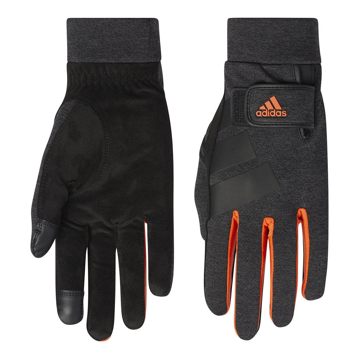 adidas Golf Men’s Dark Grey Knitted 3 Bar Warm Golf Gloves Pair, Size: S | American Golf