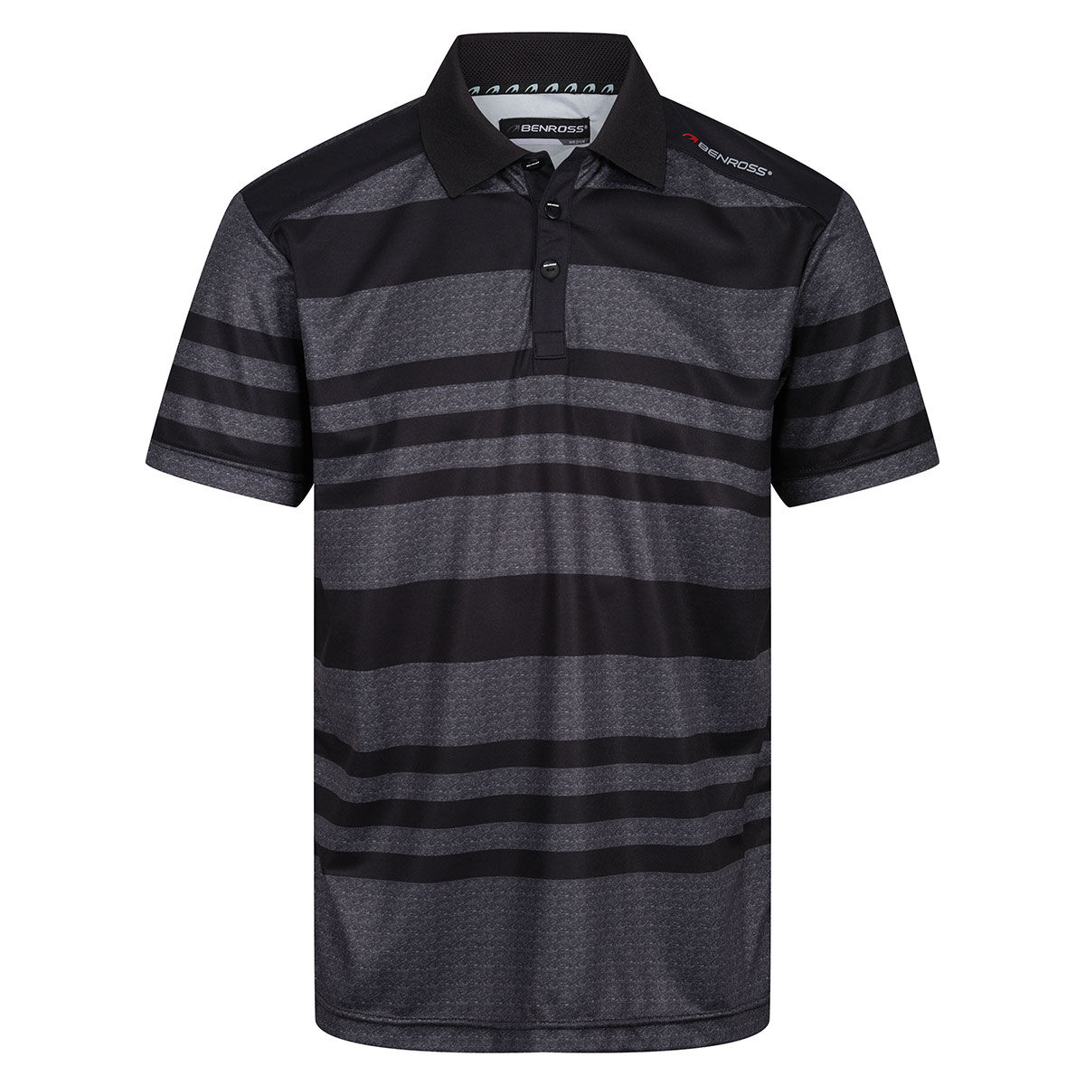 Benross Mens Grey and Black Stripe Marl Golf Polo Shirt, Size: Small | American Golf