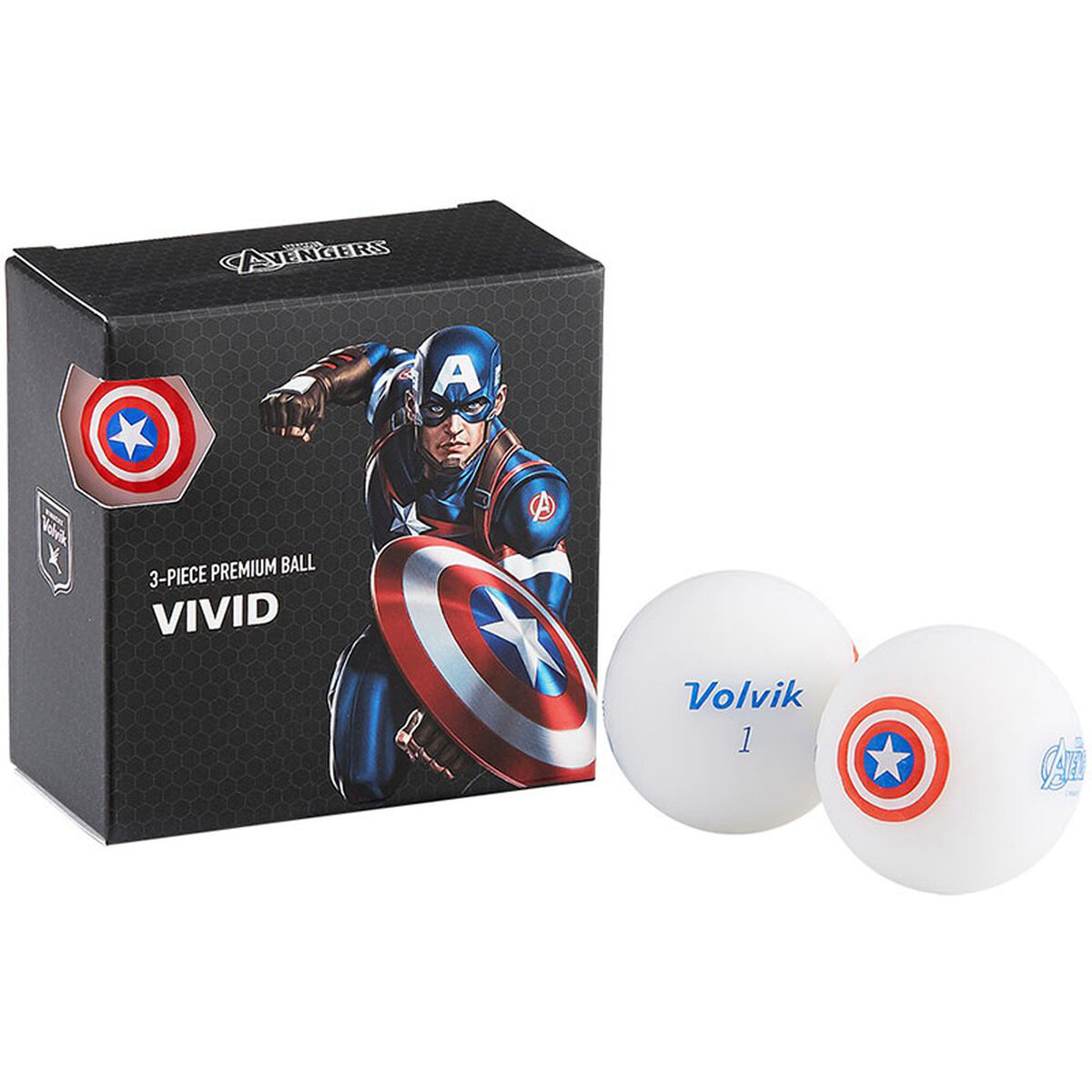 Volvik Blue, White and Red Marvel’s Captain America Print 4 Pack of Golf Balls, Size: One Size  | American Golf