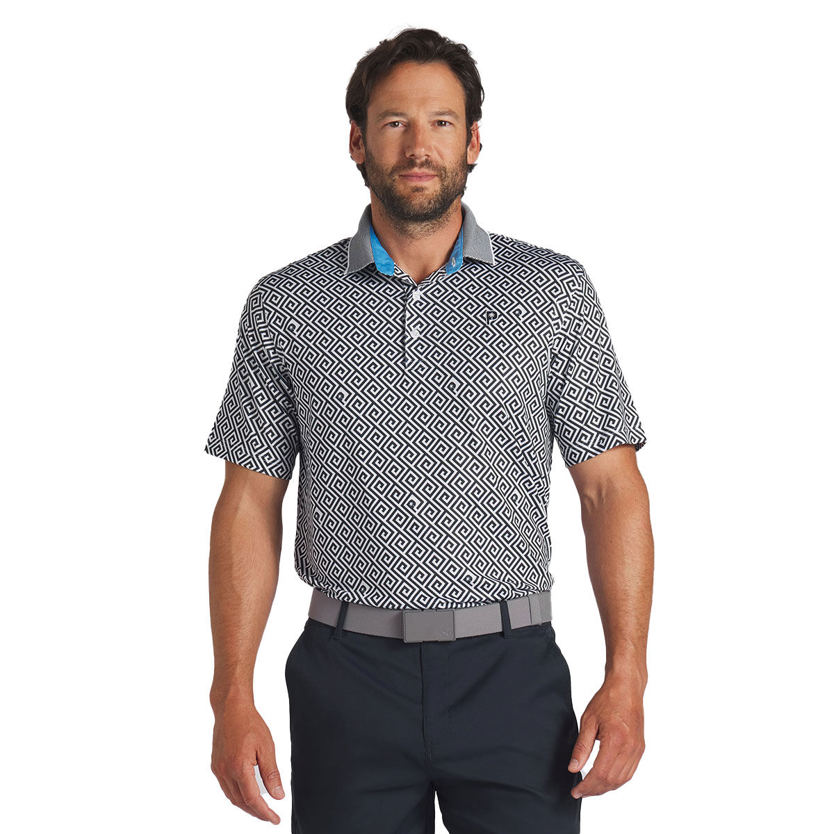 PUMA Men’s X Palm Tree Crew Resort Golf Polo Shirt, Mens, Deep navy/white glow, Large | American Golf