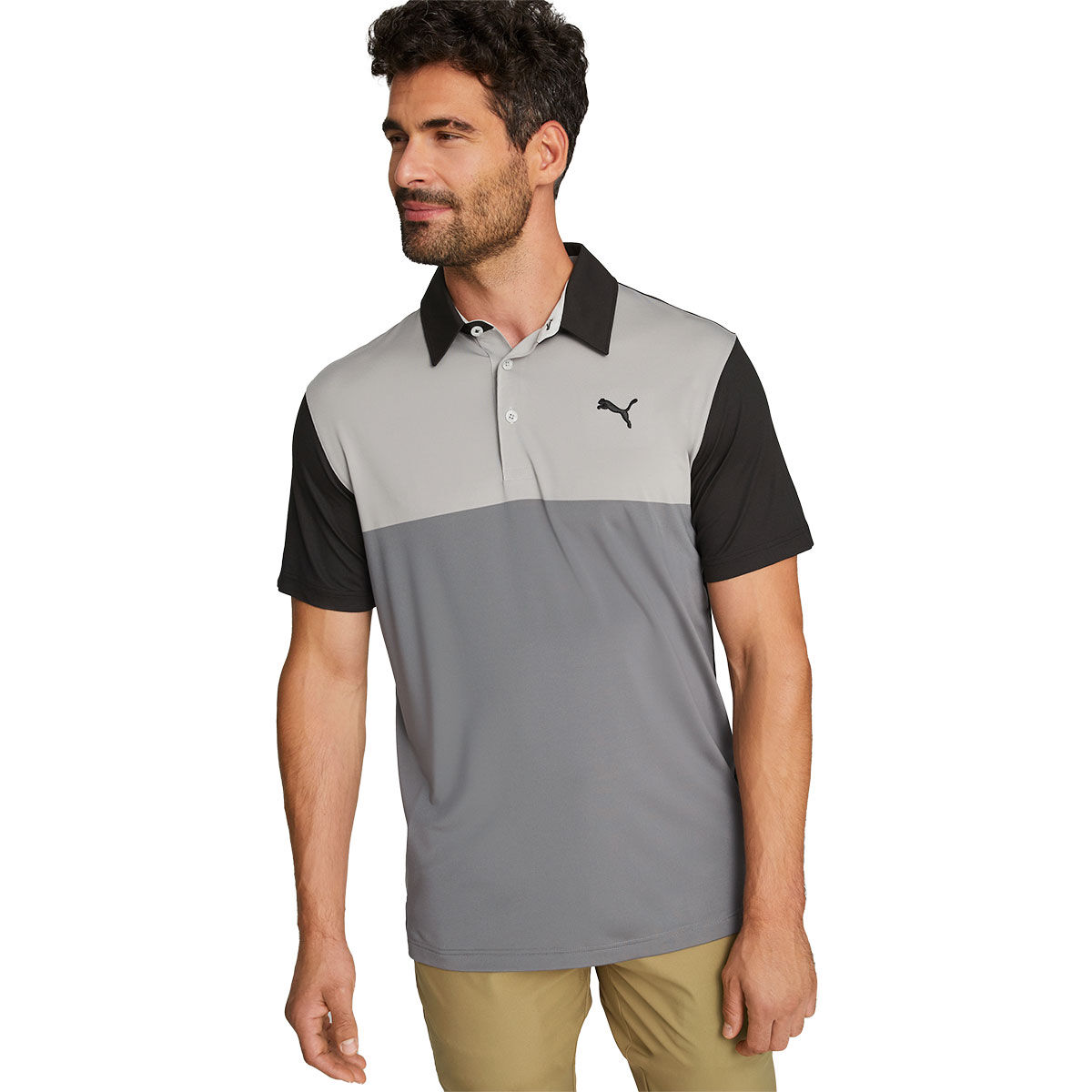 PUMA Men’s CLOUDSPUN Colourblock Golf Polo Shirt, Mens, Black/quiet shade, Small | American Golf