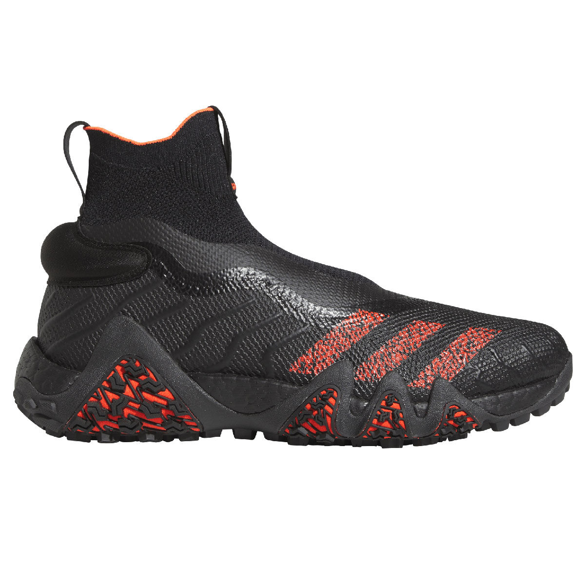 adidas Men’s Codechaos Laceless PRIMEKNIT BOOST Waterproof Spikeless Golf Shoes, Mens, Black/red/grey, 11 | American Golf