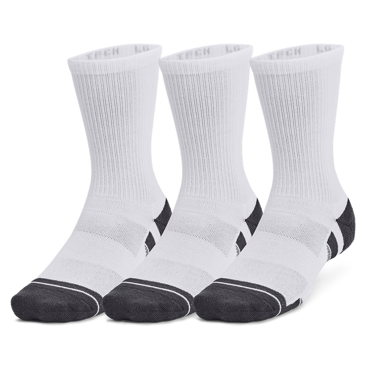 Under Armour Men’s Tech 3 Pair Pack Golf Socks, Mens, White/jet gray, Medium/large | American Golf