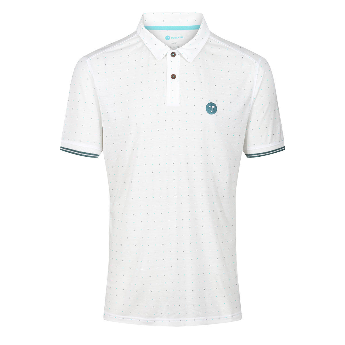 Ocean Tee Stromberg OCEANTEE Repeat Print Golf Polo Shirt, Mens, Bright white, Xl | American Golf