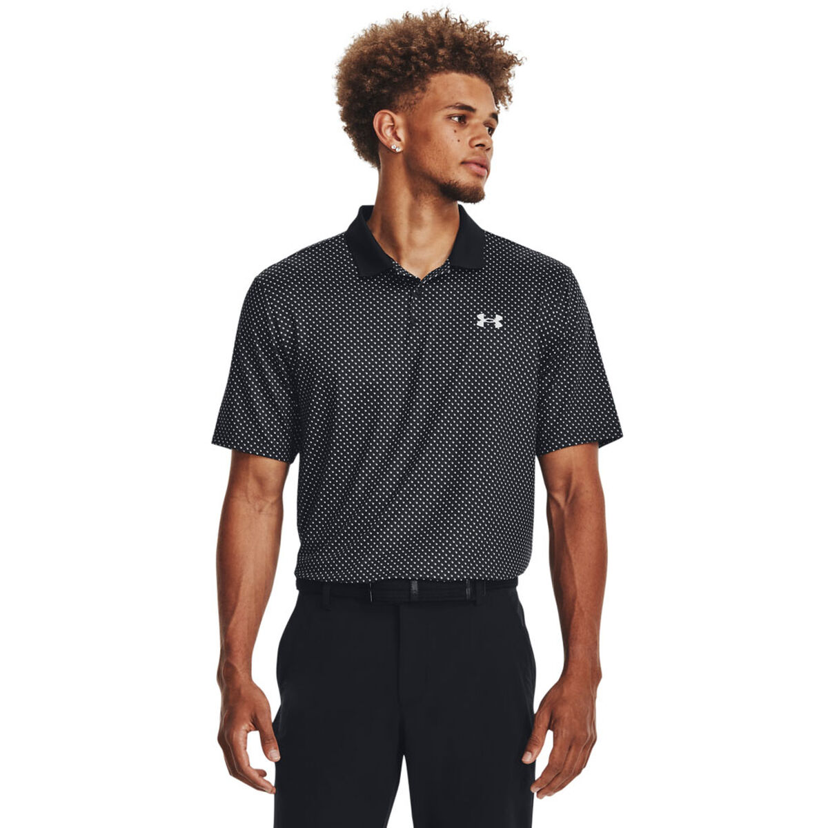 Under Armour Men’s Performance 3.0 Printed Golf Polo Shirt, Mens, Black/halo gray, Large | American Golf