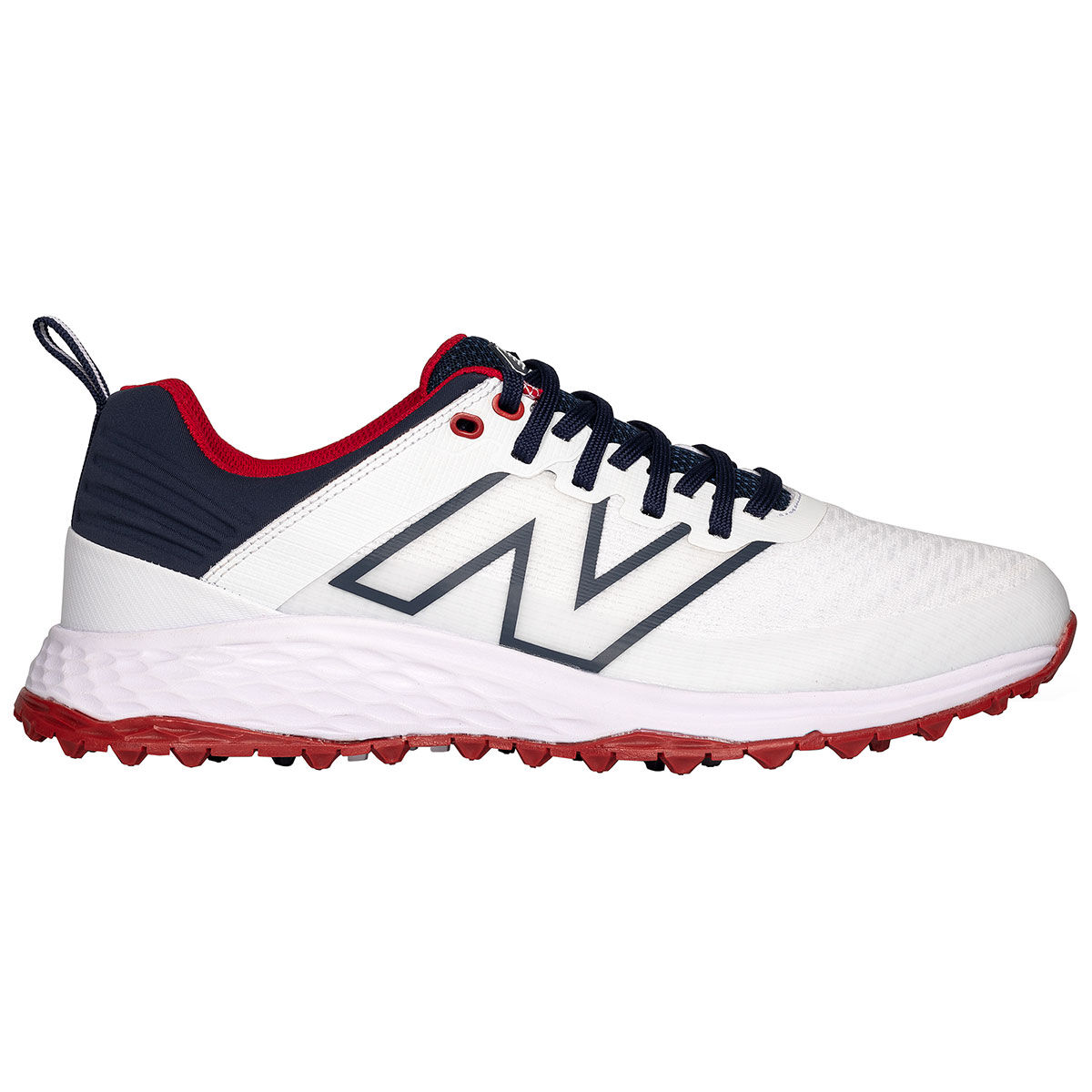 New Balance Men’s Fresh Foam Contend V2 Waterproof Spikeless Golf Shoes, Mens, White/navy, 7 | American Golf