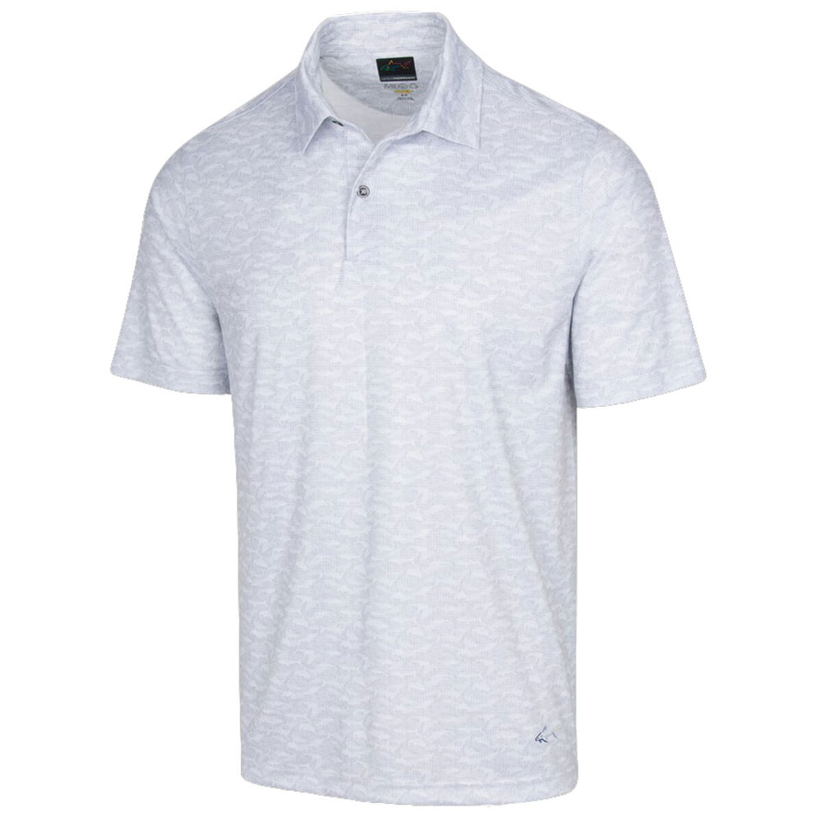 Greg Norman Men’s Light Grey Comfortable Lab Shark Shadow Golf Polo Shirt, Size: S | American Golf
