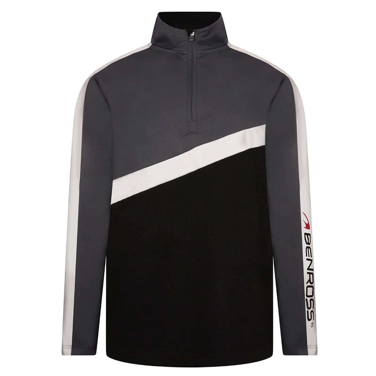 Benross Mens Grey, White And Black Comfortable Colour Block Barricade Golf Midlayer, Size: Small | American Golf