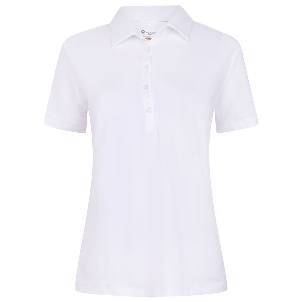 Greg Norman White Embroidered Freedom Pique Golf Polo Shirt, Womens | American Golf, Size: Small