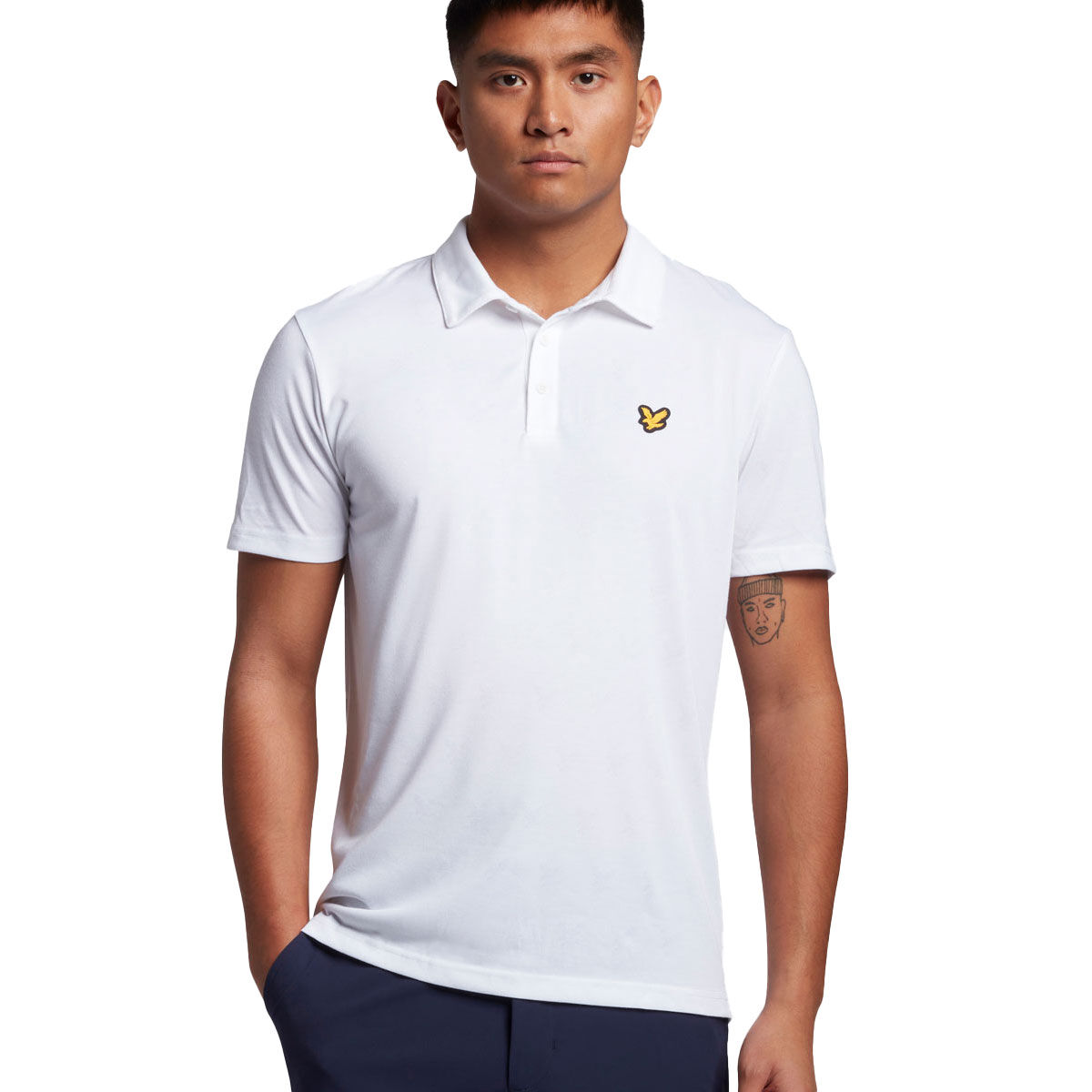 Lyle & Scott Men’s Jacquard Golf Polo Shirt, Mens, White, Medium | American Golf