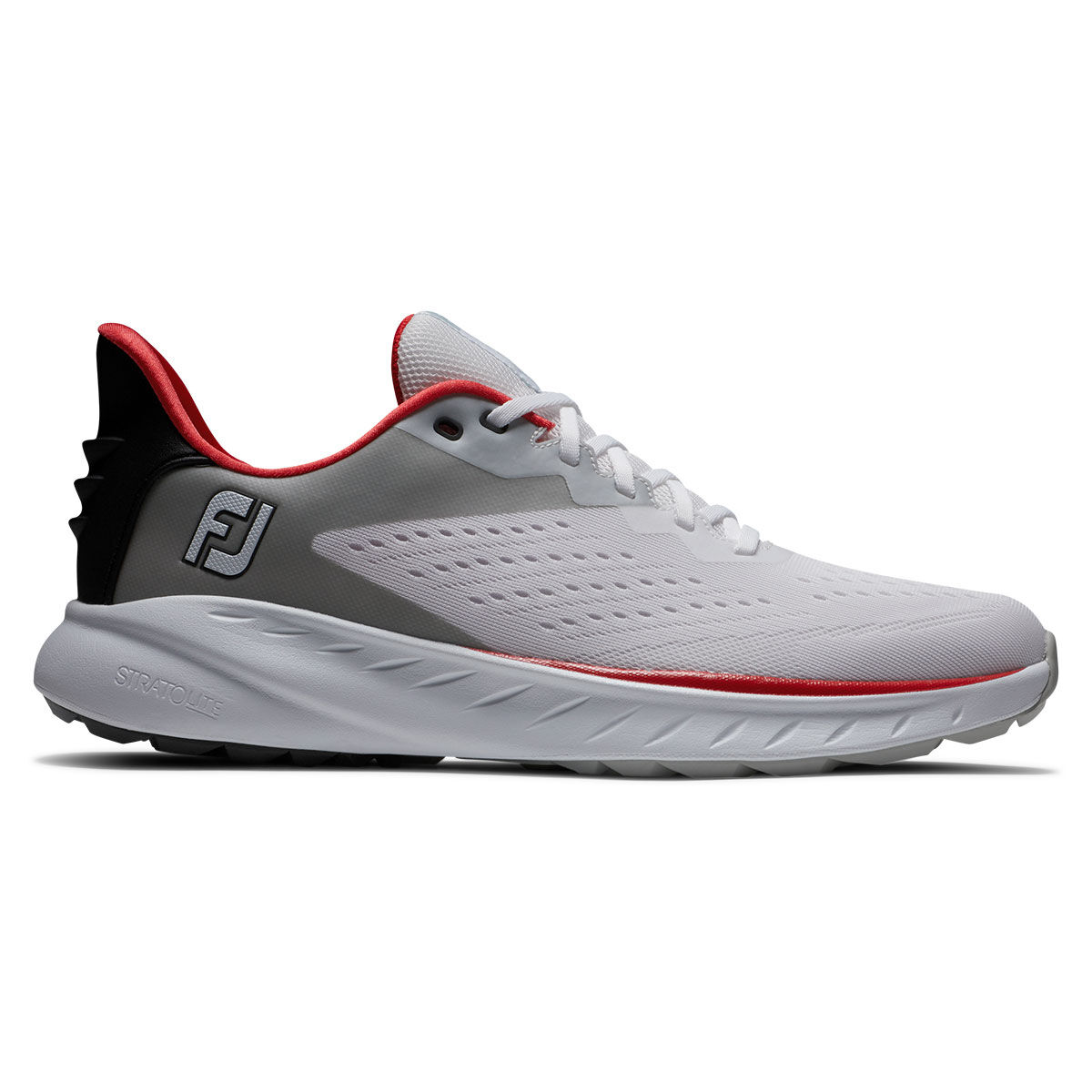 FootJoy Men’s Flex XP Waterproof Spikeless Golf Shoes, Mens, White/black/red, 7, Regular | American Golf