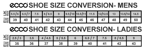 Ecco Men S Shoe Size Conversion Chart