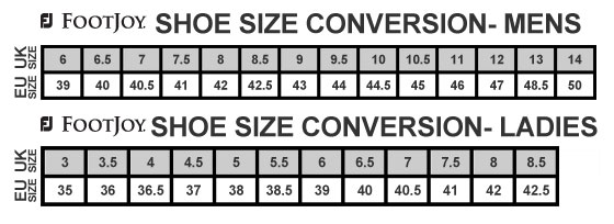 Footjoy Shoe Size Guide